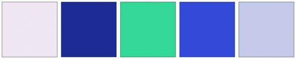 ColorCombo8799 with Hex Colors #EFE7F2 #1C2C94 #33D899 #3349D8 #C5CAE9