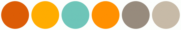 ColorCombo9081 with Hex Colors #DC5C05 #FFAC00 #6EC5B8 #FF9000 #978B7D ...