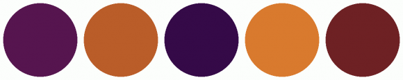 ColorCombo11859 with Hex Colors #56154F #BA5D29 #350A48 #D97A2E #6E2124