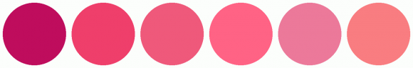ColorCombo9102 with Hex Colors #BF0D5D #EF3F6B #EF597B #FF6385 #EC799A ...