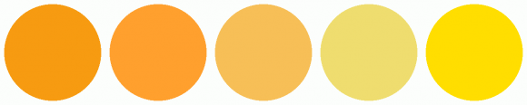 Ffde00 Color ColorCombo9106 with Hex Colors #F79B11 #FFA02E #F7BF57 #EFDD6F #FFDE00