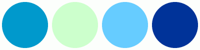 ColorCombo9213 with Hex Colors #0099CC #CCFFCC #66CCFF #003399