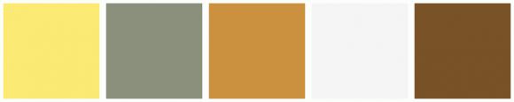 ColorCombo9328 with Hex Colors #FBEA74 #8B907C #CB913F #F5F5F5 #795227