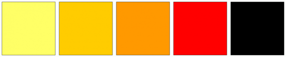 ColorCombo9978 with Hex Colors #FFFF66 #FFCC00 #FF9900 #FF0000 #000000