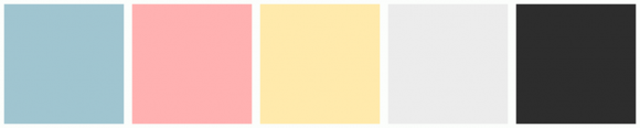 ColorCombo9678 with Hex Colors #A0C5D0 #FFB1B1 #FFEAAC #ECECEC #2D2D2D