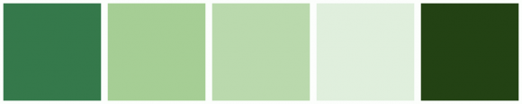 ColorCombo9696 with Hex Colors #35794B #A6CE95 #BAD9AD #E0EFDD #234214