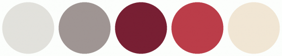 ColorCombo9915 with Hex Colors #E2E1DC #9F9593 #781F33 #BB3D49 #F1E6D4