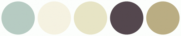 ColorCombo9925 with Hex Colors #B6CBC2 #F5F2E1 #E7E4C5 #54474E #BAAD83