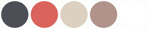 ColorCombo9962 with Hex Colors #4E4E56 #DA635D #DCD0C0 #B1938B #FFFFFF