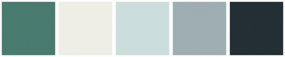 ColorCombo9793 with Hex Colors #4A7B6F #EEEEE7 #CCDDDD #9EAEB3 #242E35