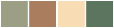 ColorCombo9796 with Hex Colors #9C9F84 #A97D5D #F7DCB4 #5C755E