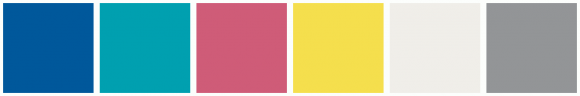 ColorCombo16182 with Hex Colors #00589B #00A0B0 #CF5C78 #F5DF4D #F0EEE9 ...