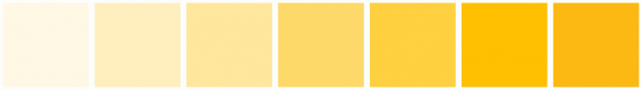 ColorCombo10384 with Hex Colors #FFF8E5 #FFEFBF #FFE79E #FDD96A #FFD040 ...