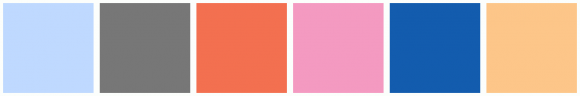 ColorCombo1493 with Hex Colors #BFD9FF #777777 #F37050 #F49AC1 #135CAE ...