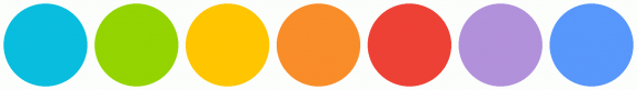 ColorCombo6274 with Hex Colors #09BDDE #94D400 #FFC600 #F98D29 #EE4136 ...