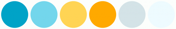 ColorCombo10450 with Hex Colors #00A3C7 #73D6EC #FFD454 #FFA900 #D4E3E7 ...