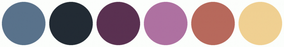 ColorCombo10684 with Hex Colors #59728B #222B34 #5A3151 #AE71A1 #B7695C ...