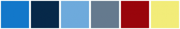 ColorCombo1652 with Hex Colors #1378CA #072949 #6EAADC #657A8E #99050C ...