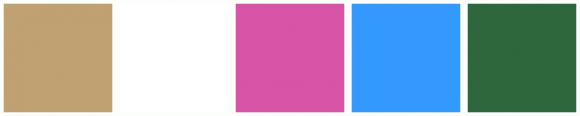 ColorCombo7696 with Hex Colors #C0A172 #FFFFFF #D854A6 #3399FF #2E673C