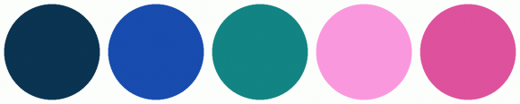 ColorCombo10828 with Hex Colors #0A3451 #184CAF #128483 #FA98DE #DE529D