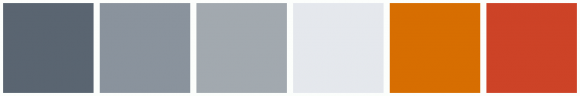 ColorCombo1689 with Hex Colors #5A6571 #8A939D #A2A9AF #E5E8ED #D76E01 ...