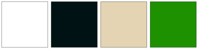 ColorCombo1703 with Hex Colors #FFFFFF #001213 #E4D4B3 #1D9100