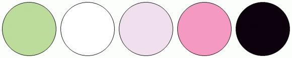 ColorCombo1762 with Hex Colors #BCDC9B #FFFFFF #F0E0EE #F49AC2 #0C010D