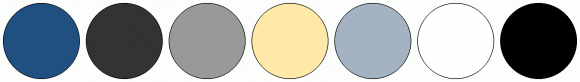 ColorCombo1744 with Hex Colors #205081 #333333 #999999 #FFE9A8 #A4B3C2 ...