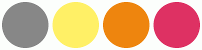 ColorCombo14304 with Hex Colors #878787 #FFF066 #EE850E #DE3163