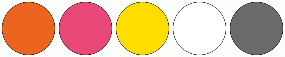 ColorCombo15524 with Hex Colors #EC651F #E94976 #FFDD00 #FFFFFF #6A6B6A