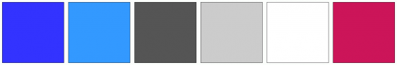 ColorCombo11039 with Hex Colors #3333FF #3399FF #555555 #CCCCCC #FFFFFF ...