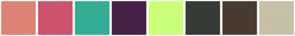 ColorCombo455 with Hex Colors #DD8374 #CD526C #32AD93 #462046 #CAFF79 ...