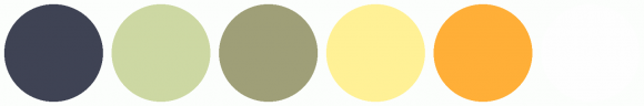 ColorCombo585 with Hex Colors #3F4354 #CDD8A3 #9F9F78 #FFF196 #FFAF38 # ...