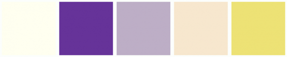 ColorCombo1970 with Hex Colors #FFFFF0 #663399 #BDAEC6 #F7E7CE #EDE275
