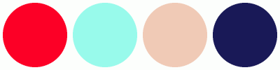 ColorCombo1985 with Hex Colors #FC0026 #98FAEB #F0CAB6 #191957