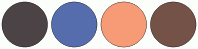 ColorCombo11402 with Hex Colors #4B4345 #556DAC #F79B77 #755248