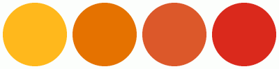 ColorCombo11398 with Hex Colors #FFB81C #E57200 #DC582A #DA291C