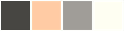 ColorCombo2663 with Hex Colors #474643 #FFCBA4 #A09C97 #FFFEF2