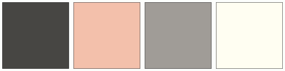 ColorCombo2665 with Hex Colors #474643 #F3C0AB #A09C97 #FFFEF2