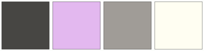 ColorCombo2670 with Hex Colors #474643 #E3B8EF #A09C97 #FFFEF2