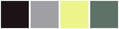 ColorCombo2303 with Hex Colors #1C1414 #9FA0A6 #EBF58C #5F7064