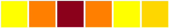 Ff800 Color ColorCombo2357 with Hex Colors #FFFF00 #FF8000 #8C001A #FFD700
