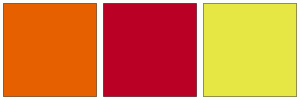 ColorCombo2431 with Hex Colors #E66000 #BA0025 #E6E645