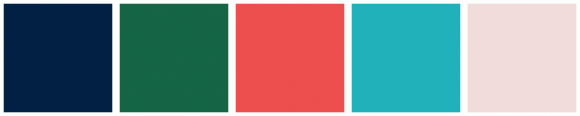 ColorCombo12053 with Hex Colors #022044 #156546 #ED4E4E #20B1BB #F1DBDB