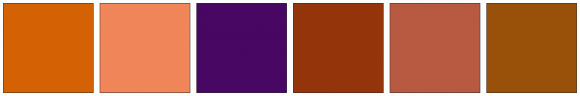 ColorCombo1496 with Hex Colors #D46204 #F08659 #480763 #94350C #B85A42 ...