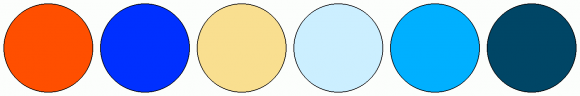 ColorCombo12242 with Hex Colors #FF4F00 #0030FF #F9DF90 #CCEFFF #00B0FF ...