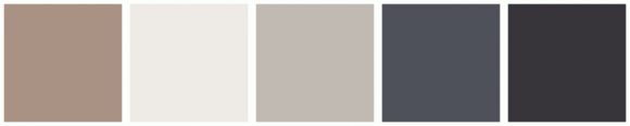 ColorCombo12574 with Hex Colors #A99284 #EEEBE7 #C0BAB2 #4F515A #38353A