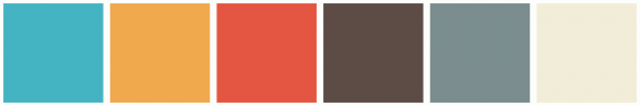ColorCombo12451 with Hex Colors #44B3C2 #F1A94E #E45641 #5D4C46 #7B8D8E ...