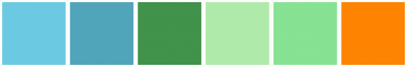 ColorCombo12466 with Hex Colors #6BCAE2 #51A5BA #41924B #AFEAAA #87E293 ...