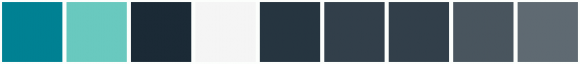 ColorCombo14223 with Hex Colors #008193 #69C9BF #1B2A36 #F5F5F5 #263540 ...